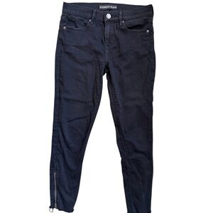 Express Cropped Leggings Mid Rise Black Size 4 Stretch Zipper Women